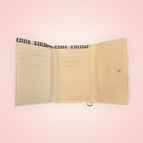 Juicy Couture Nude Pink Wallet Blush Rhinestone Logo Heart Keychain Y2K Barbie - Picture 9 of 12